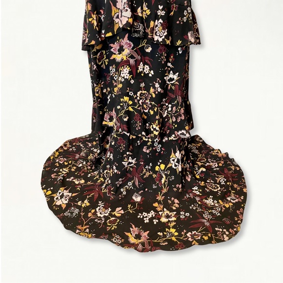 A.L.C. Zaydena Ruffle Floral Silk Maxi Dress Size 4 Spaghetti Strap - Picture 5 of 13